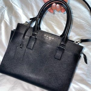 Kate Spade leather black square medium crossbody tote with detachable strap